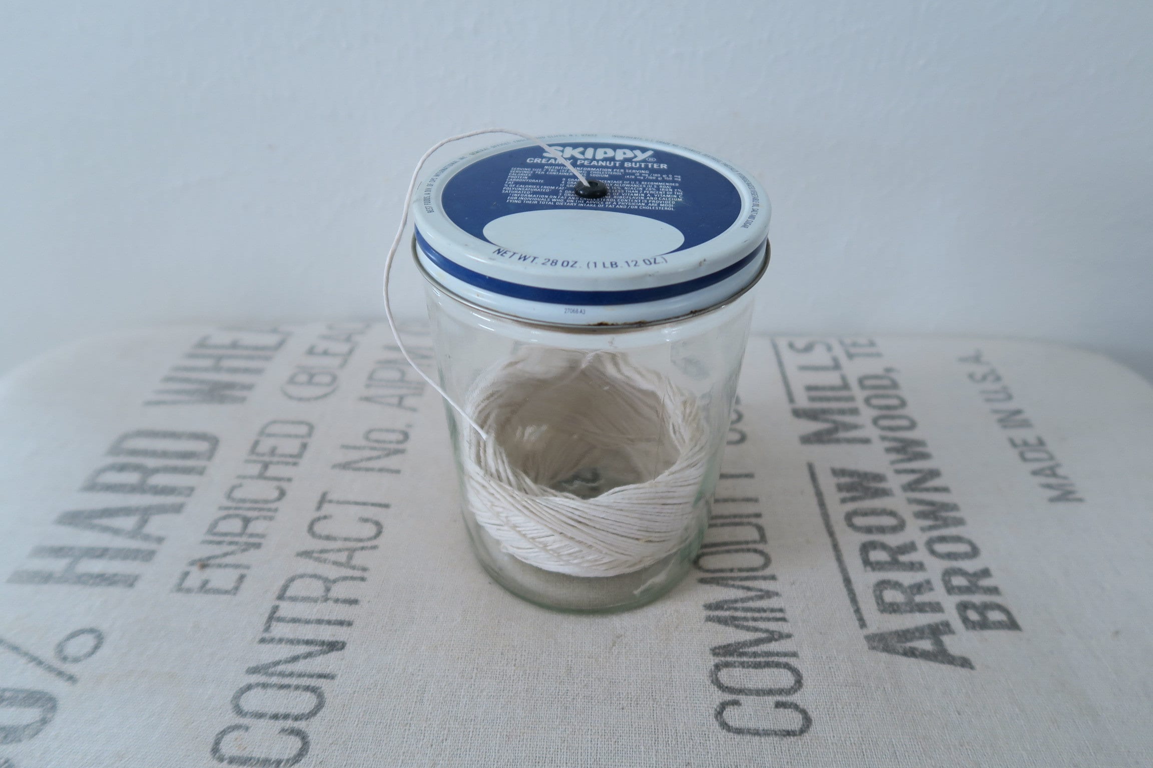 Vintage Skippy Peanut Butter Glass Jar Twine String Dispenser ...
