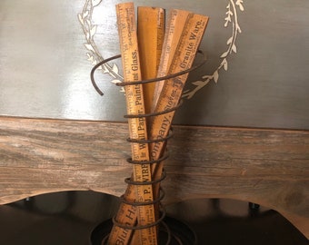 Vintage Wooden Rulers Set of 4 Desktop Bed Coil Holder