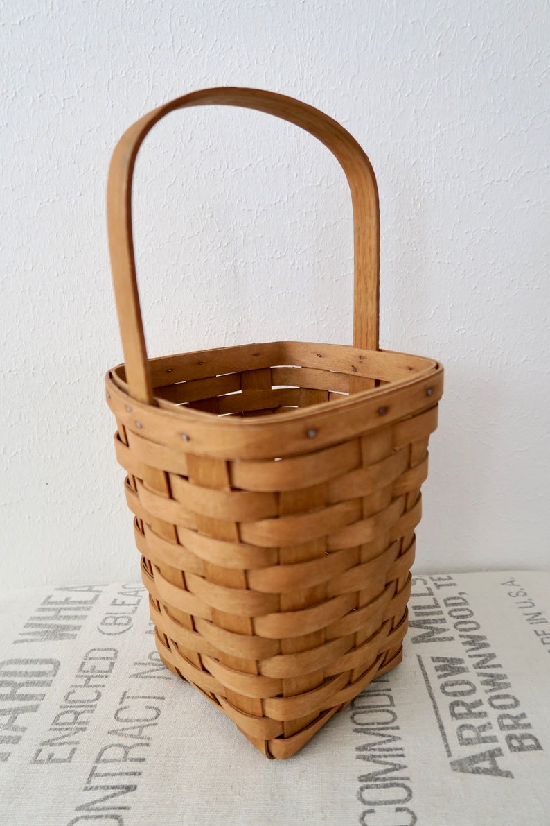 Vintage Longaberger Large Tall Square Basket With Handle 1987 Etsy