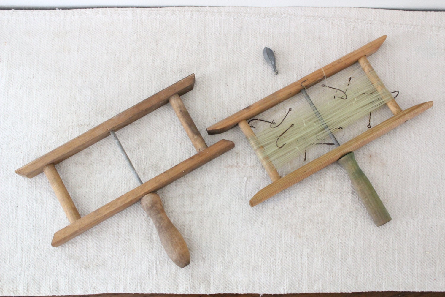 Antique Primitive Wooden Fishing Line Holder Reel Set of 2 Etsy