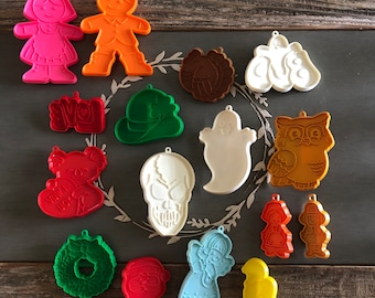 Vintage Plastic Hallmark Seasonal Cookie Cutters Set of 16