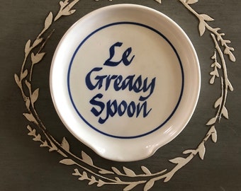 Le Greasy Spoon Pottery Spoon Rest Trivet by Clay Designs 1980's