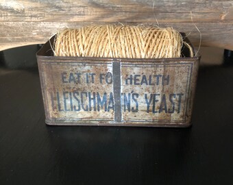 Vintage Metal Fleishmann's Yeast Container Rustic Tin No Lid