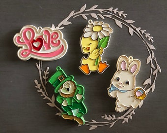 Vintage Spring Plastic Cookie Cutters - Love Leprechaun Duck and Bunny