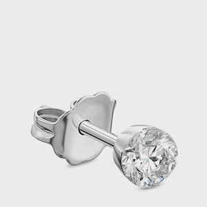 Cristiano Ronaldo Lab-Grown Round Diamond Studs in 14K white Gold, Minimalist Helix, Cartilage & Upper Lobe Piercing Screw Back Gift
