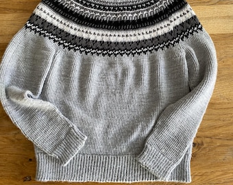 Jersey nórdico tejido a mano: Lana, canesú estilo islandés.