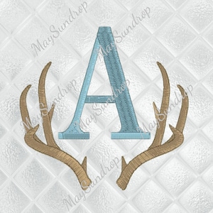 Deer Antler Monogram Frame-Embroidery Design-Machine Embroidery-Digital Download-Buck-Animal-Hunting-Boys-Burp Cloth-Baby-Season-Monogram