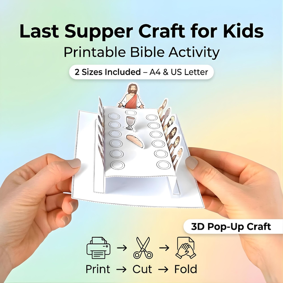 The Last Supper 3D Craft for Kids, Printable Bible Story Activity