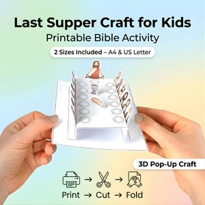 The Last Supper 3D Craft for Kids, Printable Bible Story Activity, Sunday School Lesson, First Communion Craft, DIY Christian Paper Toy