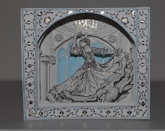 Where Elegance Dances – Handmade 3D Tunnel Card | Luxury Paper Art Keepsake