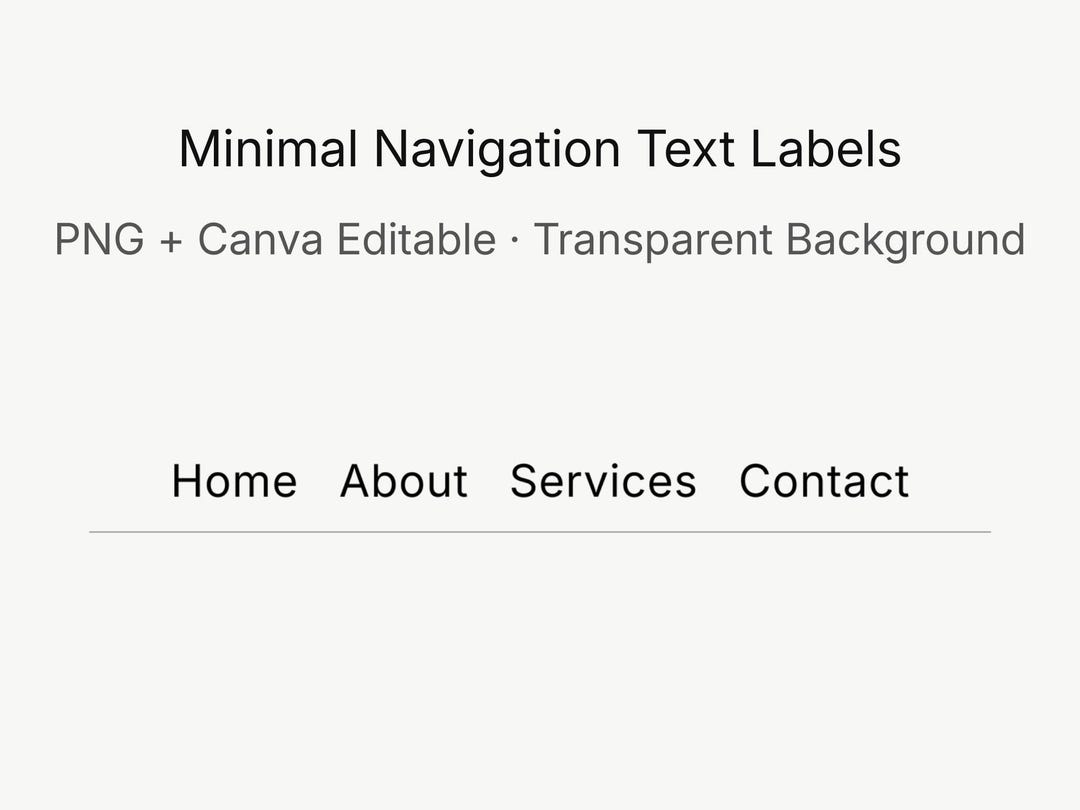 Nav Text Minimal Navigation Text Labels | Canva Editable Website Menu (PNG ...