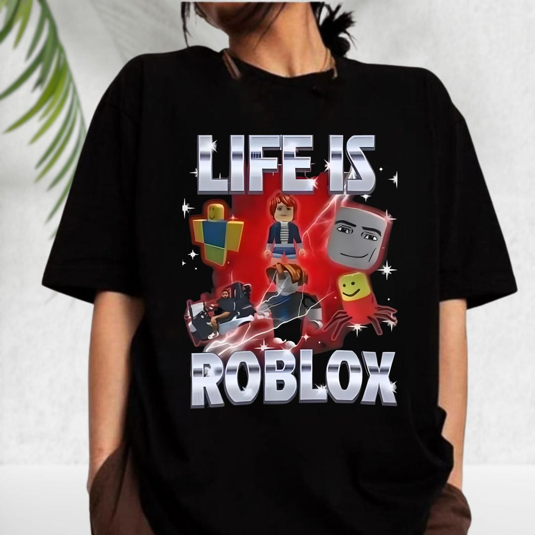 Roblox Meme T Shirt Funny Gaming Graphic Tee Fun Cartoon Gamer Shirt Il 2gkj 