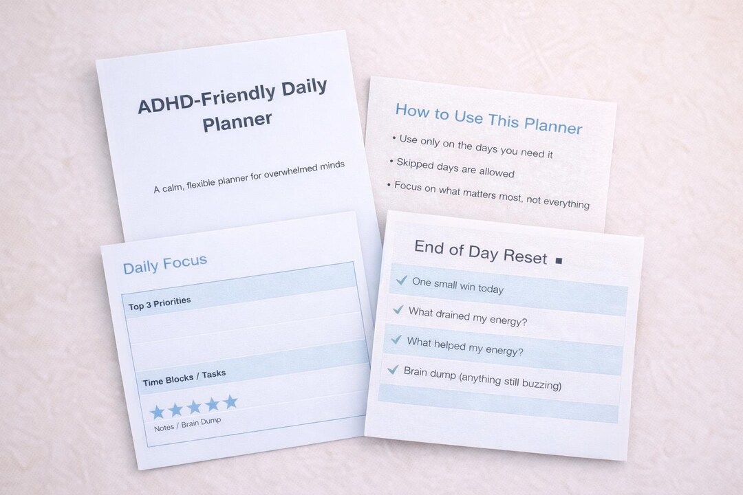 ADHD Daily Planner Printable | Neurodivergent Friendly | Overwhelmed ...