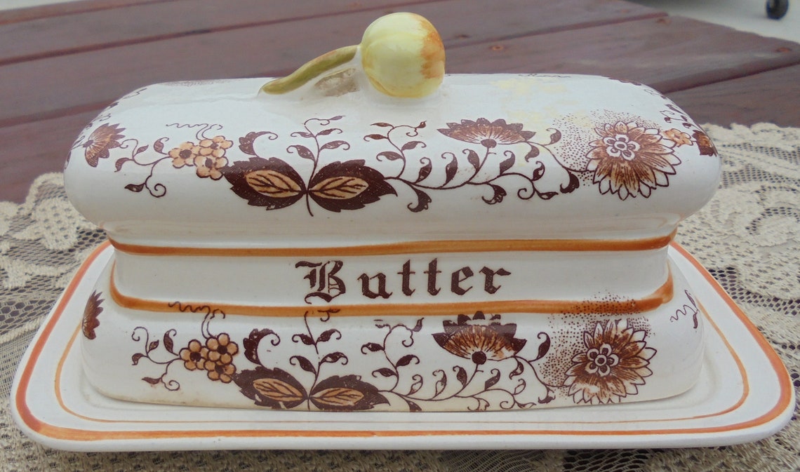 Brown Onion Napkin Holder and Butter Dish Etsy