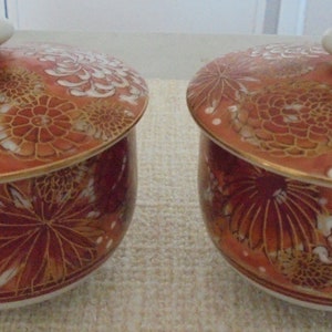 Two Vintage Kutani Crysanthamum  Hand Painted Jar