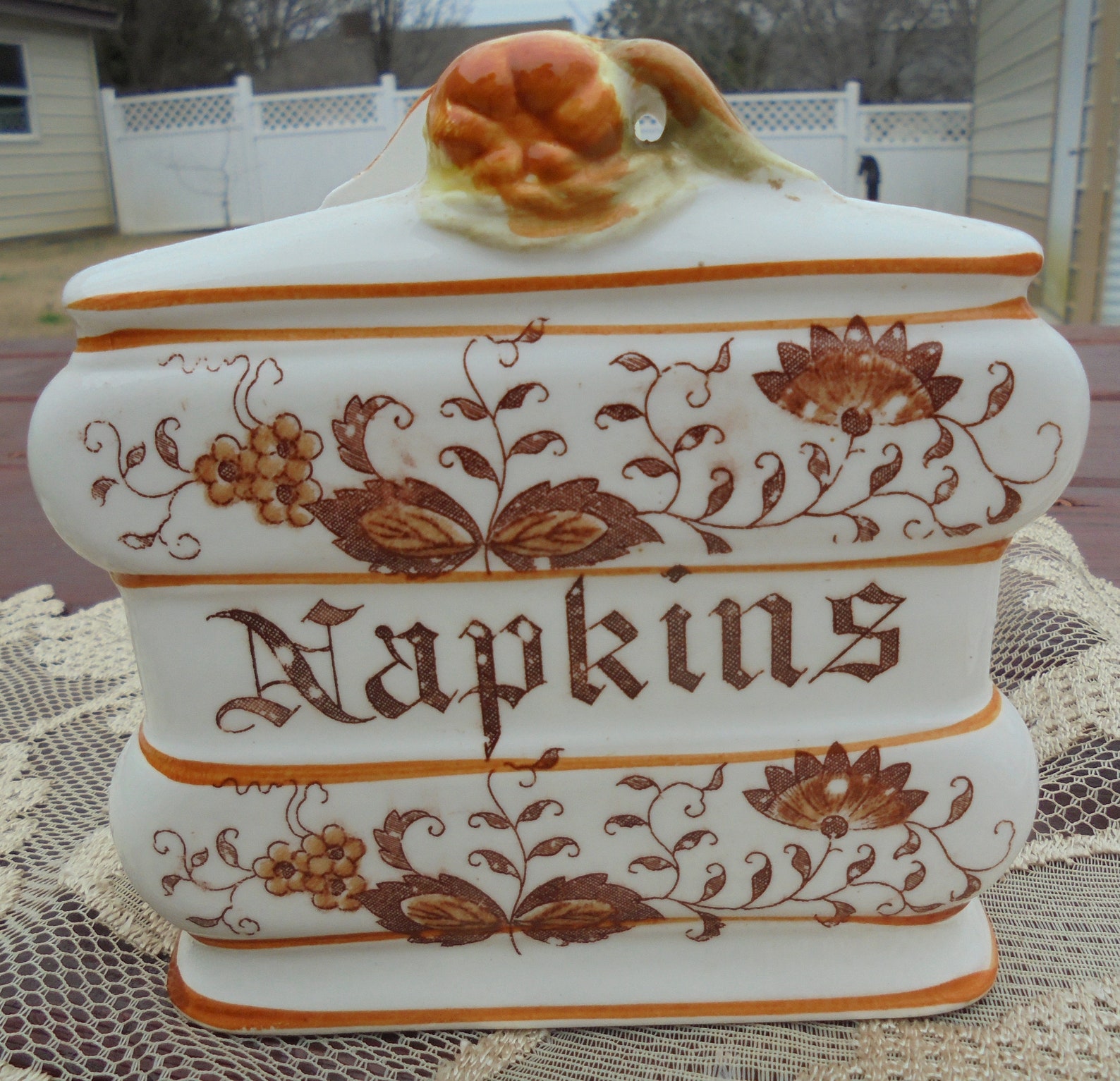 Brown Onion Napkin Holder and Butter Dish Etsy