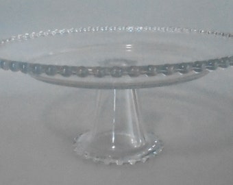 Vintage Candlewick Beaded Cake Stand 11 across x 6 tall