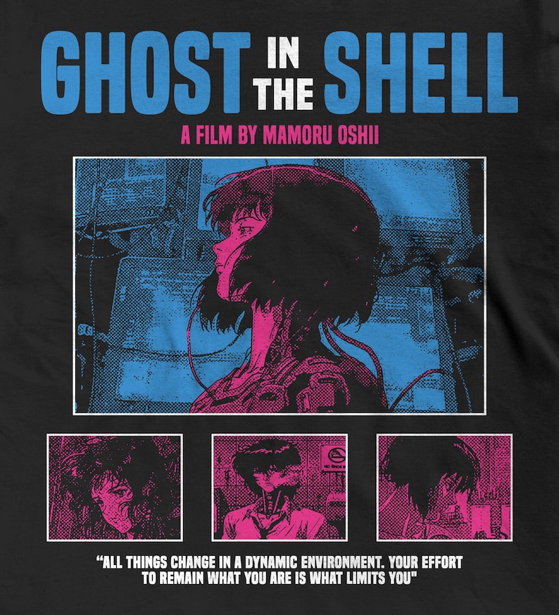Ghost in the Shell 1995 T-Shirt, Major Kusanagi Cyberpunk Anime Tee image 2