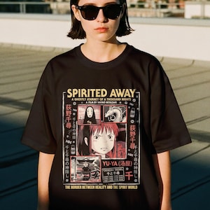 Chihiros Reise ins Zauberland T-Shirt | Miyazaki Anime Film Shirt, Retro japanisches Kino T-Shirt Bild 3