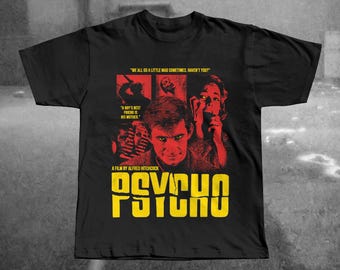 Psycho Movie T-Shirt, Alfred Hitchcock Classic Film Graphic Tee