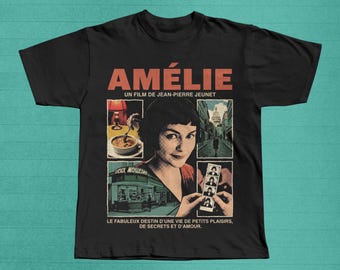 Amélie 2001 Movie T-Shirt, French Film Graphic Tee, Retro Cinema Montmartre Shirt