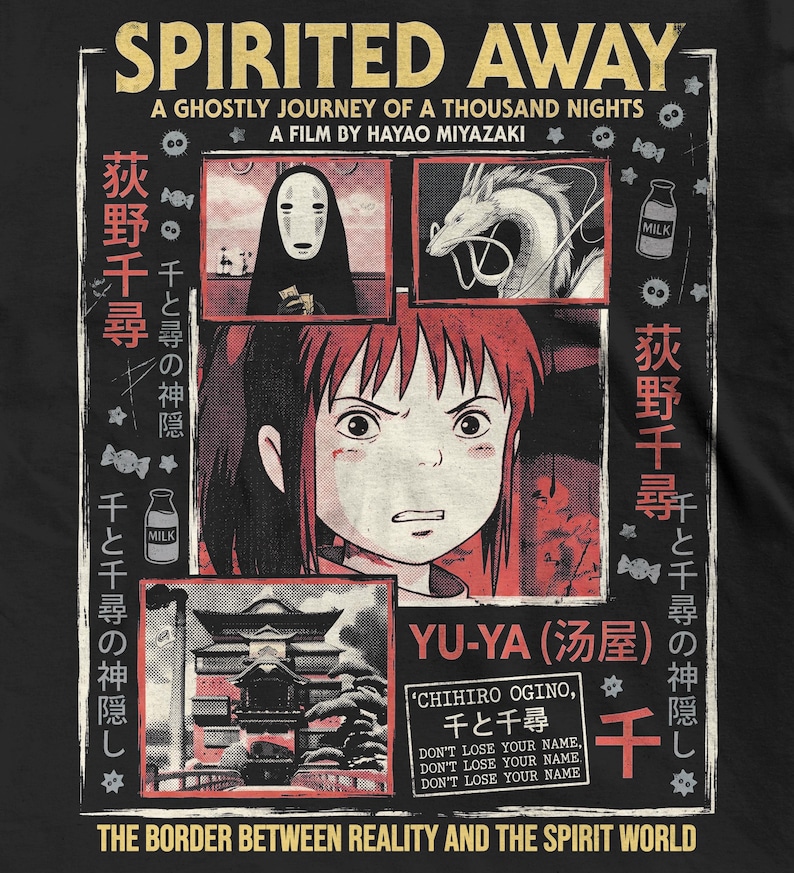 Chihiros Reise ins Zauberland T-Shirt | Miyazaki Anime Film Shirt, Retro japanisches Kino T-Shirt Bild 2