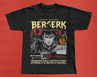 Berserk Guts T-Shirt, Dark Fantasy Manga Shirt, Anime Grafik Tee, Kentaro Miura Fan Geschenk