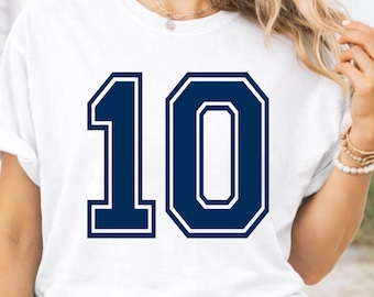 Big Number Comfort Colors Custom Varsity Football Team Letter Shirt, Sports Player Lover Gifts for Football Mom, Game Day Spirit TShirt