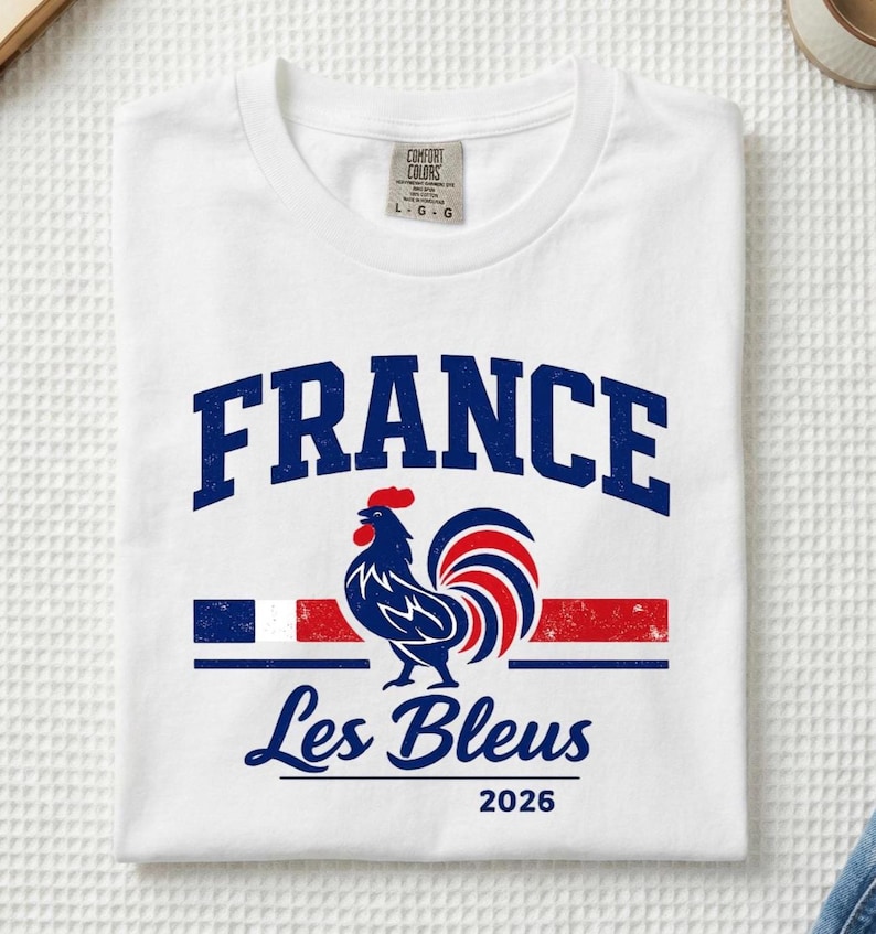 Vintage France Soccer Tee: Les Bleus Retro Football Fan T-Shirt (Comfort Colors 1717) bild 2