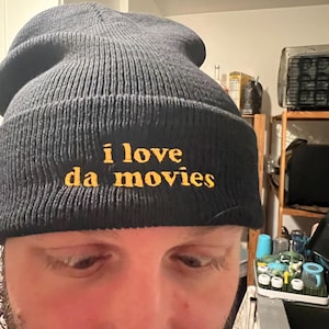 I Love Da Movies Beanie for Movie Lovers Hat for Cinephile Beanie for Hipster Silver Lake Fuckboi Aesthetic Cinephile