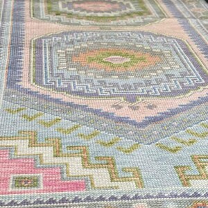 Hand Knotted Blue Floral Rug, Light Blue Persian Style Area Rug, Traditional Botanical Carpet, Vintage Inspired Living Room Rug