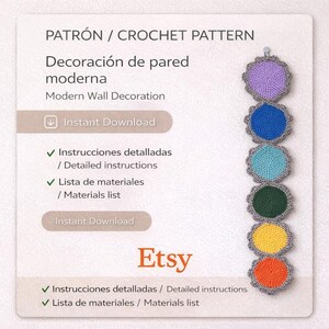 7 Chakras Crochet Pattern PDF | Wall Hanging Decor | Spiritual Yoga Home Decor | Instant Download | English & Spanish Pattern | Modern Decor
