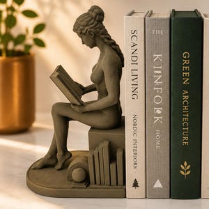 Buchstützen in Form einer lesenden Frau – Dekoratives Paar für die Bibliothek – Elegante Dekoration – 16, 20 oder 24 cm