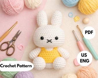 Miffy Inspired Amigurumi Crochet Pattern | Beginner Friendly Bunny Toy Tutorial (US English PDF)