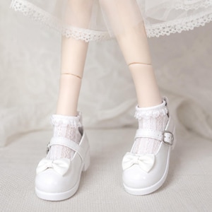 BJD Doll Mary Jane Shoes with Bow, Doll Dress Shoes for 1/6 1/4 1/3 BJD Dolls, Cute Miniature Doll Accessories image 1
