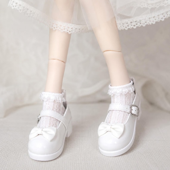 BJD Doll Mary Jane Shoes with Bow, Doll Dress Shoes for 1/6 1/4 1/3 BJD Dolls, Cute Miniature Doll Accessories