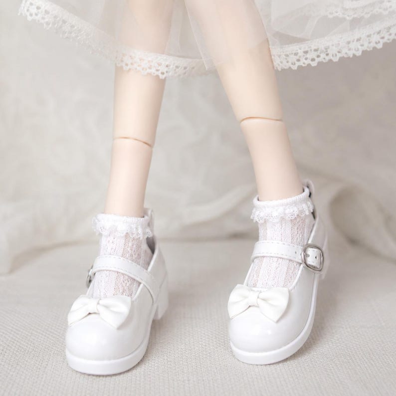 BJD Doll Mary Jane Shoes with Bow, Doll Dress Shoes for 1/6 1/4 1/3 BJD Dolls, Cute Miniature Doll Accessories image 1
