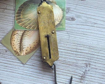 Vintage Excelsior Brass Spring Scale- Industrial Decor- Vintage Scales- Advertising Scale- Antique Weight Scale- Pull Down Kitchen Scale