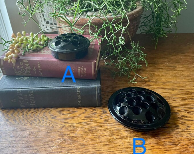 Vintage Black Glass Flower Frogs Pin Frog Flower Arranging Glass Frog