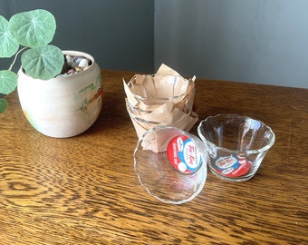 Vintage Lot- 5 Fire King/ Anchor Hocking Custard Cups- Small Glass Dishes- 4 Ounce Custard Glass Dishes- Vintage Fire King- Midcentury Bowls