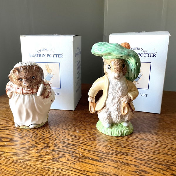 Vintage Beatrix Potter Royal Albert Mrs. Tiggywinkle, Benjamin Bunny Figures- Rabbit Figure- Fine Collectibles- Hedgehog Gift/ Collectible