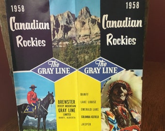 Vintage Souvenir- 1958 Canadian Rockies- The Gray Line Brochure- Vintage Travel