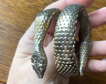 Vintage Single Coil Whiting And Davis Snake Bracelet; Coiled Python Snake; Mesh, Serpent Jewelry- Arm Coil- Metal Mesh Snake Bracelet