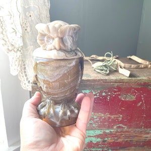 Vintage Imperial Glass Carmel Slag Glass Owl- Candy Dish- Vintage Glass Owl- Vintage Imperial Glass- Vintage Slag Glass- Free Shipping!
