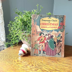 Vintage Treasure Chest of Christmas Songs and Carols- Vintage Christmas Song Book- Framable Christmas Sheet Music- Silent Night Music- Song
