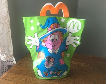 Vintage 1990 Vinyl McDonald's Cute Halloween Witch Trick or Treat Bag- Vintage Halloween- Kids' Trick or Treat Bag- Free Shipping!