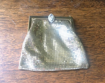 Vintage 1920's/1930's Whiting & Davis Gold Mesh Purse/ Evening Bag- Rhinestone Clasp- Heirloom Purse- Free Shipping!