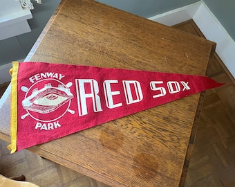 Vintage 1950's 29'' Boston Red Sox Felt Pennant- Fenway Park- Vintage Boston Souvenir- Gift Red Sox- Vintage Sports Decor- Red White Pennant