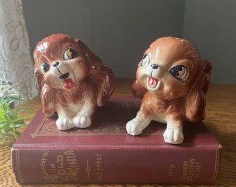 Vintage Kreiss Company Cocker Spaniel Dog Salt & Pepper Shakers- Midcentury Kitsch Dog Kitchen Ceramic Salt and Pepper Shakers- Gift Dog