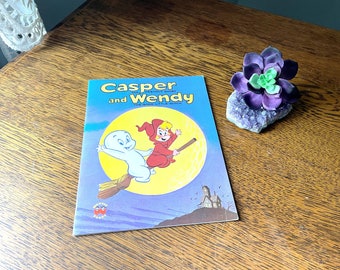 Vintage Kids' Book- Casper and Wendy- Kids' Halloween Book- Witch Book- Wonder Book- Casper The Friendly Ghost- Wendy The Good Little Witch